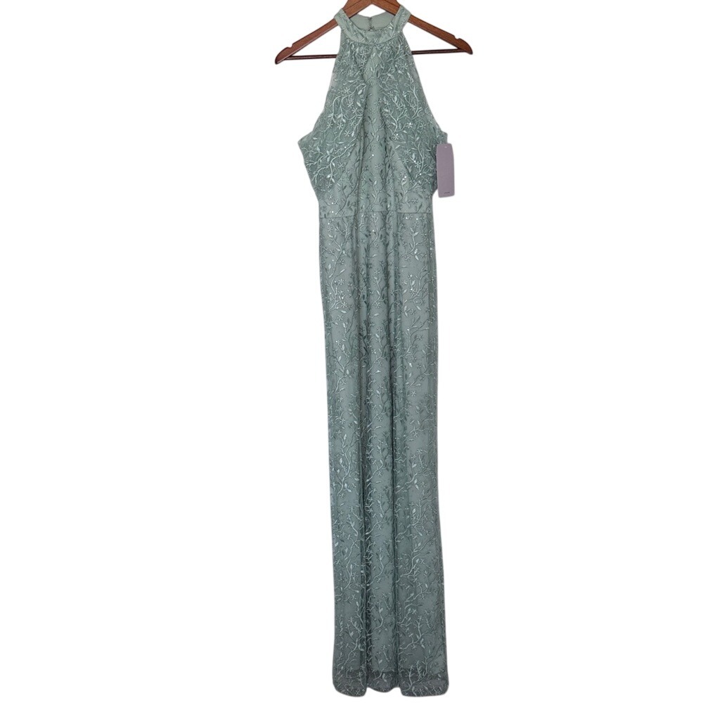 JS Collections Beaded Halter Gown Mint Green Formal Dress Size 6 NWT